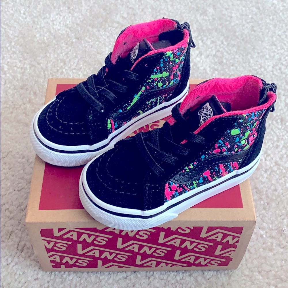 VANS splatter Blk/Neon multi Toddler sz 5